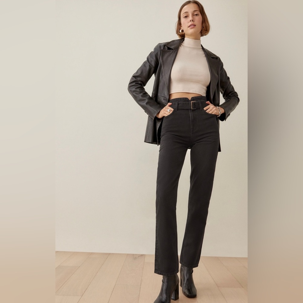Cynthia Belted High Rise Straight Jeans, 25, never worn